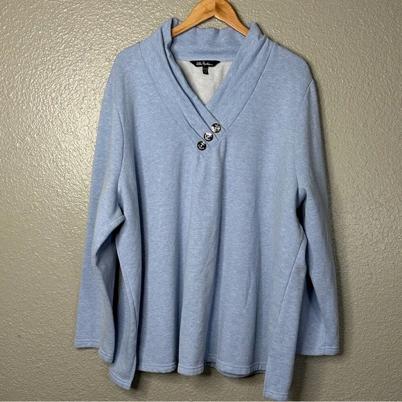 Ulla Popken oversized blue sweater plus size anchor detail 3x - Picture 1 of 7